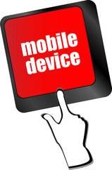 Poster - A keyboard with a key reading mobile devices vector