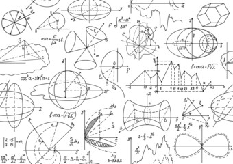 Wall Mural - Vector seamless texture with mathematical figures and plots
