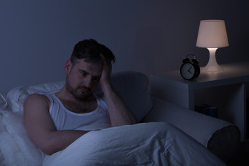 Man suffering from sleeplessness