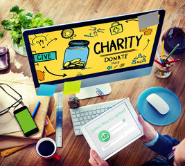 Poster - Charity Donate Help Give Saving Sharing Support Volunteer Concep