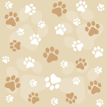 Brown Dog Paw Prints Seamless Pattern