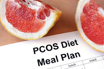 Paper with PCOS diet  Meal plan and grapefruit