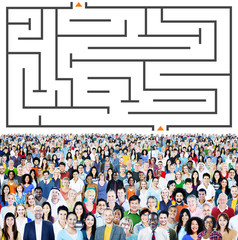 Canvas Print - Maze Strategy Success Solution Determination Direction Concept