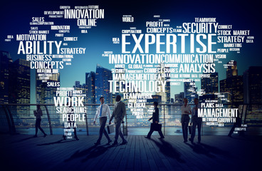 Wall Mural - Back Lit Business People Discussion Skyline Concept