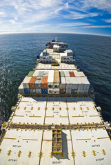 Wall Mural - Large container vessel ship and the horizon