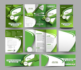 Tennis Club Business Stationery Set Template.