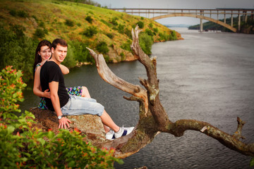 Wall Mural - Young couple in love