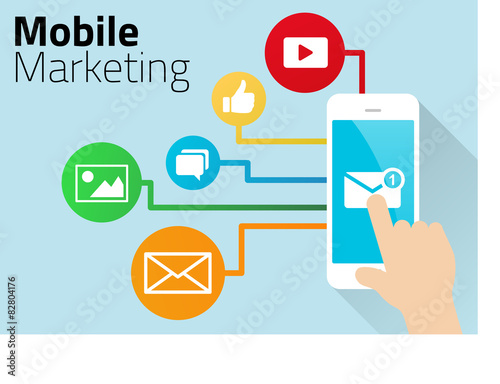 Fotografie, Obraz Mobile Marketing Design with Smart Phone