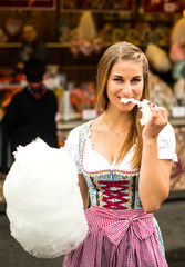 Wall Mural - Beautiful woman with cotton candy 