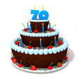 Birthday cake with number seventy