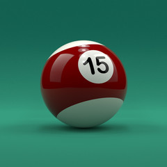 Canvas Print - Billiard ball number 15 striped white and dark red color