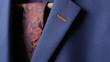close-up of suit jacket lapel button hole fabric