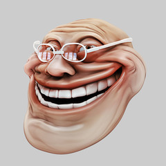 Wall Mural - Trollface spectacled. Internet troll 3d illustration