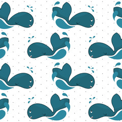 Wall Mural - blue whale seamless background