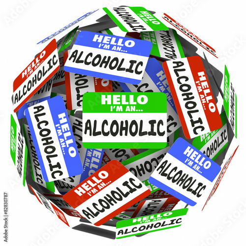 Fotografie, Obraz Hell I'm An Alcoholic Name Tags Self Help Group 12 Step Program
