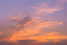 Sky, Fiery Orange Sunset Sky In Summer Thailand.