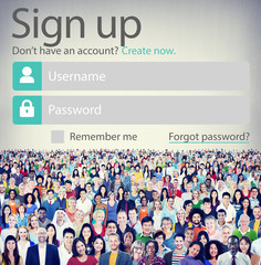Wall Mural - Sign Up Usename Password Log In Protection Concept
