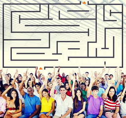 Wall Mural - Maze Strategy Success Solution Determination Direction Concept