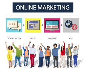 Wall Mural - Online Marketing Business Content Strategy Target Concept