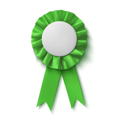 Sticker - blank, realistic green fabric award ribbon.