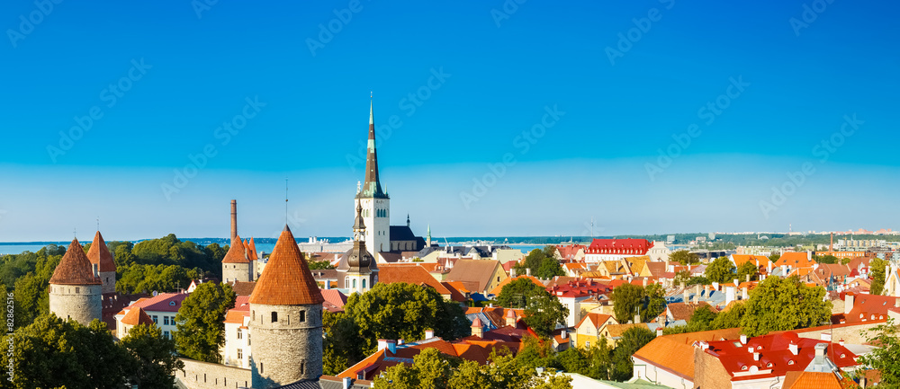 Obraz na płótnie Panorama Panoramic Scenic View Landscape Old City Town Tallinn I w salonie