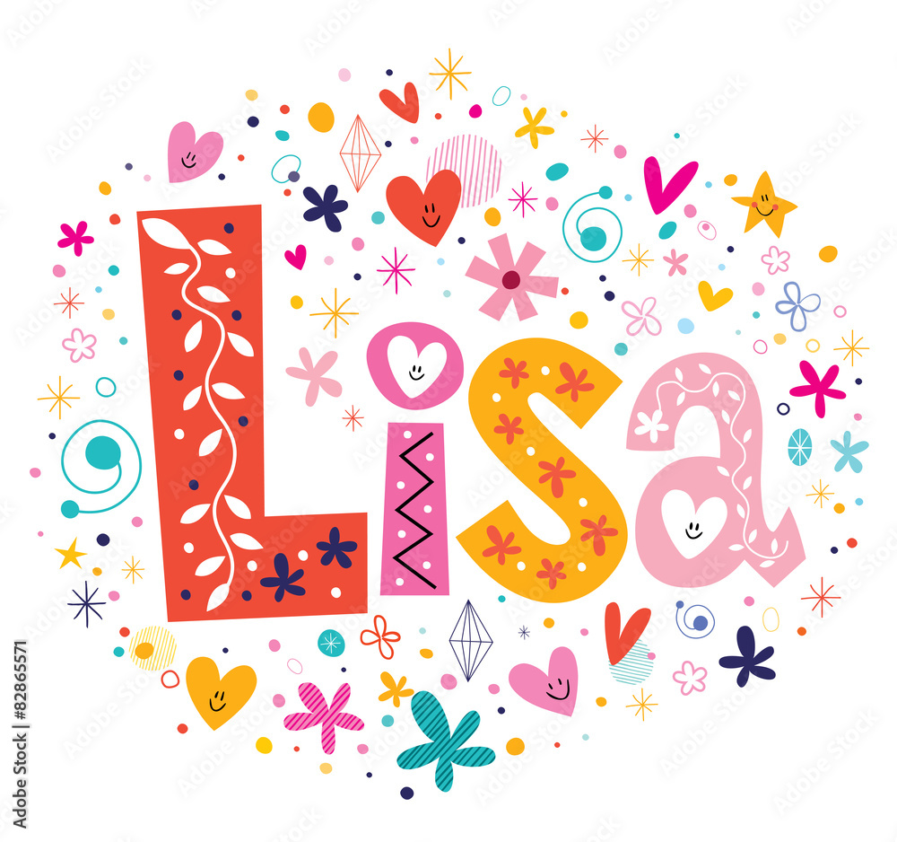 Lisa female name decorative lettering type design Stock Vector | Adobe ...
