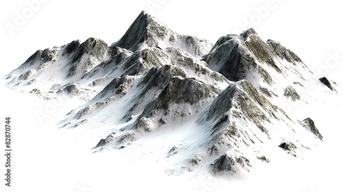 Cuadros en Lienzo Snowy Mountains peaks separated on white background