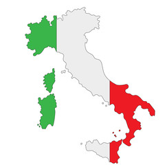 Map of Italy painted in national colors