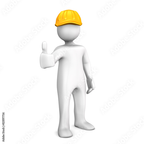 Mannchen Bauarbeiter Orange Helm Stock Illustration Adobe Stock