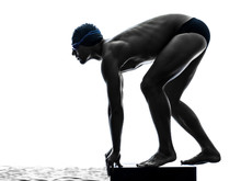 Young Man Swimmer Swimming  Silhouette 
