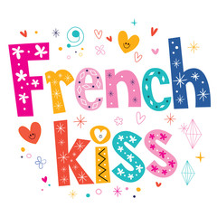 Wall Mural - french kiss type lettering decorative text