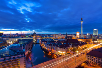 Wall Mural - The center of Berlin with the televison tower at night