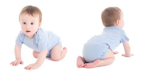 Wall Mural - front and back view of baby boy toddler isolated on white