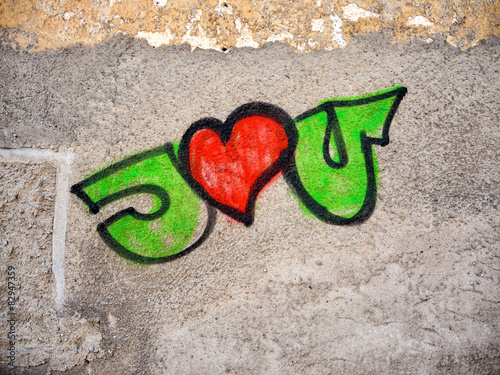 Graffiti Street Art mit Schriftzug I love You - kaufen Sie dieses Foto und finden Sie ähnliche ...