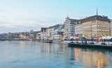 Fototapeta  - Zurich Limmat River and historic architecture