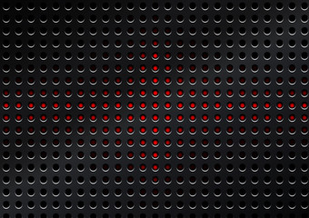 Vector metal surface dotted perforated carbon with red dot backg