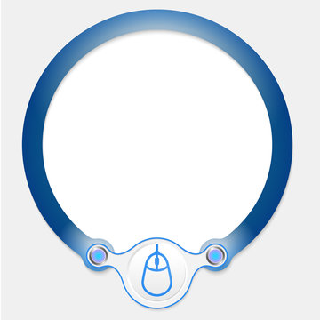 Blue circular frame for your text and mouse icon