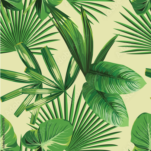 Naklejka na szybę tropical palm leaves seamless background