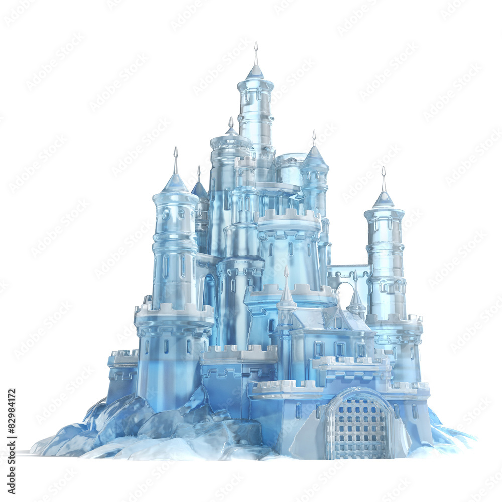 ice castle 3d illustration - obrazy, fototapety, plakaty 