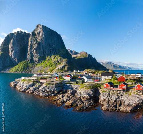 Obraz w ramie Scenic town of Reine village, Lofoten islands, Norway