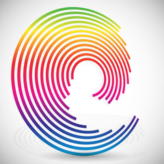 Poster - concentric, spirally lines with spectrum colors. twisting, rotat