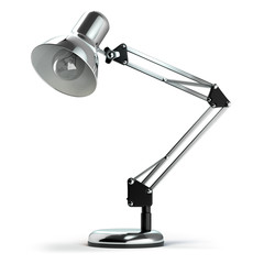 Poster - Vintage metal desk lamp isolated on white.