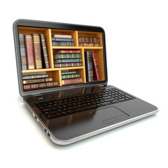 Poster - E-learning education internet library or book store. 