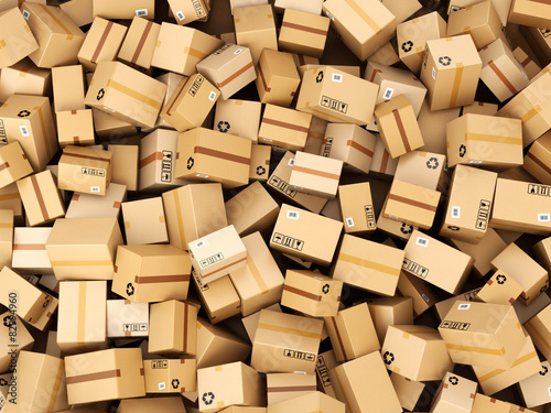 Photographie Pile de boîtes de livraison en carton ou de colis