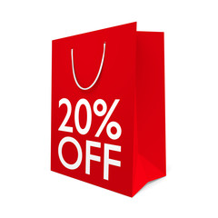 Wall Mural - Red paper shopping bag for a 20 percent off sale