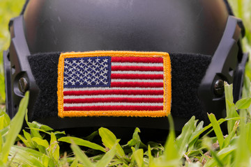 american flag patch stick on combat helmet