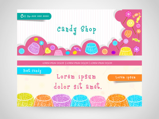 website header or banner set for candy shop.