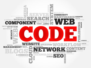 Poster - CODE word cloud, business concept