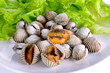 Boiled cockles with lettuce