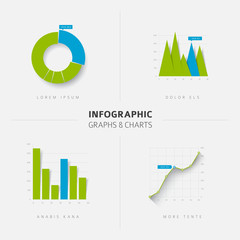 Poster - Set of vector flat design infographic charts and graphs